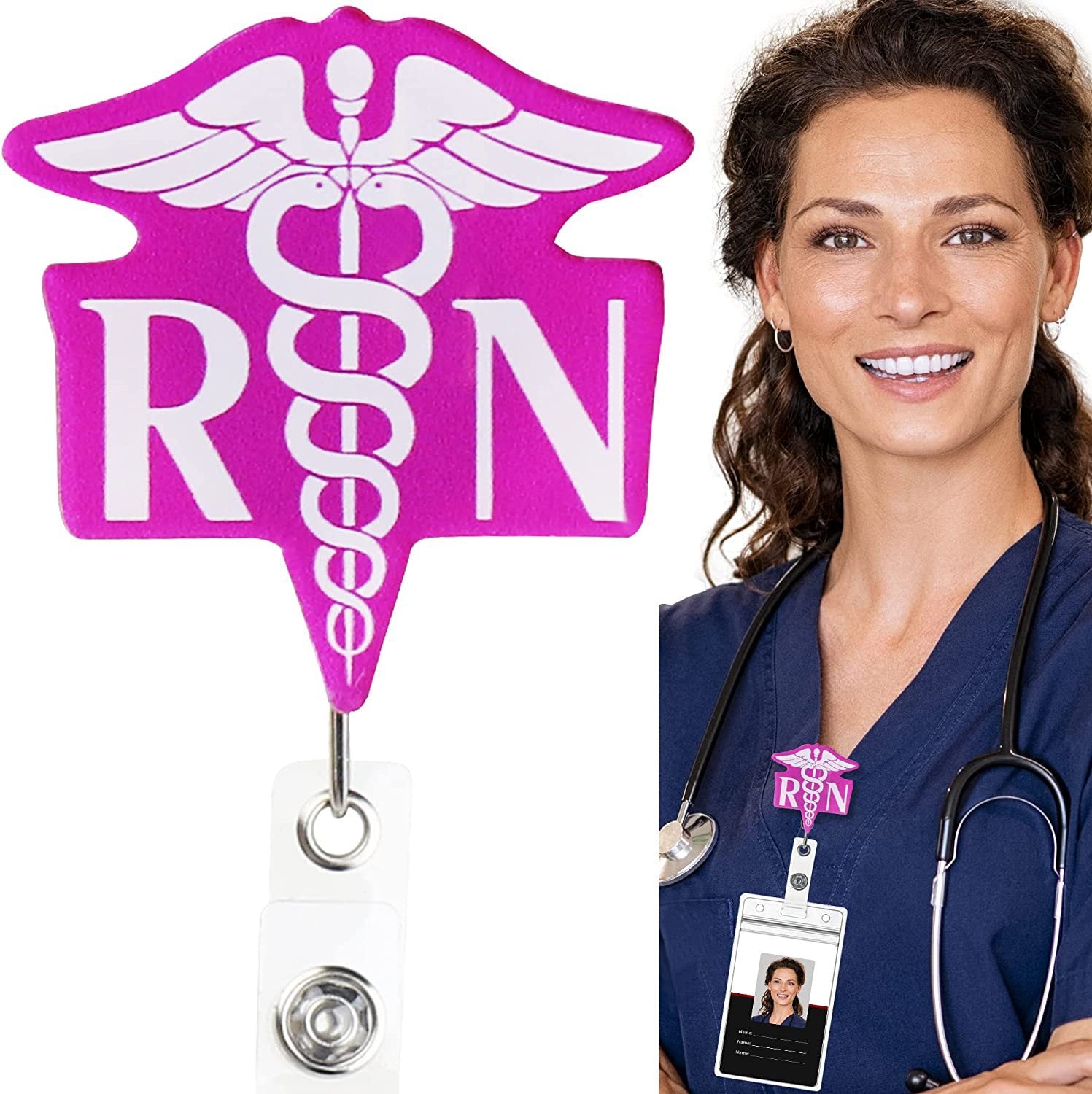 Wholesale Leopard Print Medical Stethoscope Badge Scroll Retractable ABS Keychain